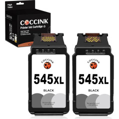 COCCINK PG-545 XL (2 melnas) atjaunotas printeru kasetnes Canon 545XL priekš PIXMA MG2450 MG2455 MG2550 MG2555 TS205 TS305 iP2800 iP2850 iP2850 iP2855 MG2950 MG2955 MX495 TR4500 TR4651