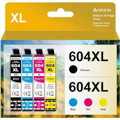 ANKINK Savietojama tintes kasetne Epson 604XL kasetnei 604 XL, kas paredzēta XP-2200 XP-2205 XP-3200 XP-3205 XP-4200 XP-4205 WF-2910DWF WF-2930DWF WF-2930DWF WF-2935DWF melna krāsa 4