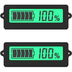 DollaTek 2pcs Digital Battery Capacity Tester with Green Backlight LCD Display for 12V-96V Lead-Acid Battery 3S-15S Lithium Battery