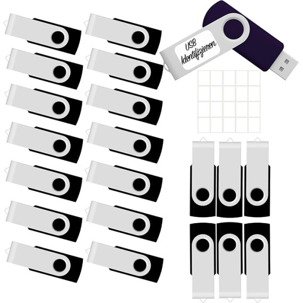 USB Stick 4 GB 20 Pieces JBOS USB Sticks 20 Pack 4GB Flash Memory Stick USB 2.0 Rotate Metal Fast Speed USB Flash Drive USB Flash Drive