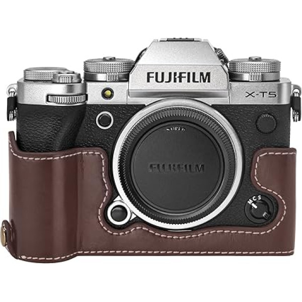 MUZIRI KINOKOO XT5 защитный чехол PU кожа с ручкой дизайн совместим с Fuji XT5/X-T5 беззеркальная камера, кофе, чехол для камеры