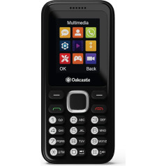 Oakcastle F100 Dual SIM Mini āra mobilais tālrunis bez līguma bērniem, pensionāriem, lēts priekšapmaksas mobilais tālrunis ar pogām, Bluetooth, mobilais tālrunis bez līguma, 7 dienu akumulatora darbības laiks