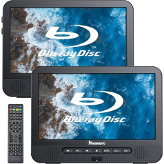 NAVISKAUTO Blu Ray DVD atskaņotājs automašīnā 2 ekrāni 10,1 collas ar 4 stundu akumulatoru Portatīvais Bluray DVD atskaņotājs 2 monitori Pagalvji HDMI Dolby Audio USB SD