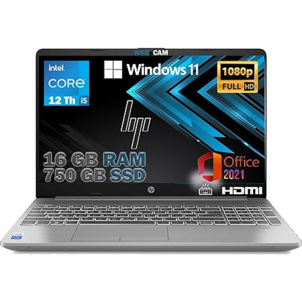 HP i5 250 G7 Notebook 39,6 cm (15,6 collu) displejs, Intel Quad Core i5-8265U 1,6 GHz līdz 3,9 GHz / RAM 4 GB DDR4 / HD 500 GB / VGA INTEL HD 620 / HDMI Dvd Rw Wifi Bluetooth / Windows 10 pro / Open Office 2 Pro 4,6 x 37,6 x 2,4 cm I5/8GB/M.2-480/W10