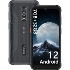 Blackview BV5200 Android 12 mūsudurvju mobilais tālrunis bez līguma, 7GB/32GB 1TB paplašināms āra viedtālrunis, 13MP + 5MP panorāmas kamera, 6,1 collu HD+ 5180mAh ūdensizturīgs mobilais tālrunis, dubults