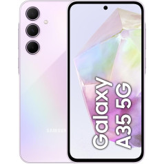 Samsung Galaxy A35 5G viedtālrunis, Android tālrunis bez līguma, 128 GB / 6 GB RAM, 2 dienu akumulatora darbības laiks, 50 MP kamera, brīnišķīgi ceriņi, 2,5 gadu garantija