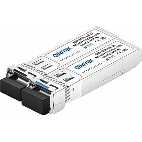 EIN Paar 10G BIDI SFP+ vienmodu modulis, vienmodu SFP+ LC LR 1270nm 1330nm, Simplex LC für Cisco SFP-10G-BXD-I (1330nm-TX/1270nm-RX) / SFP-10G-BXU-I (1270nm-TX/1330nm-RX) X, 10KM, ar DDM