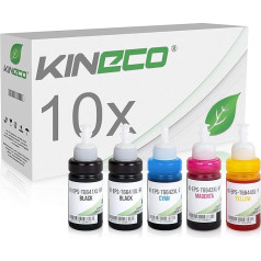 10 Kineco tintes iepakojums, kas saderīgs ar Epson EcoTank ET-2500 ET-2550 ET-2600 ET-2650 ET-4500 ET-14000 L100 L110 L1300 L200 L210 L350 L355 L365 L455 L550 L555 L565 L565 70 ml katra