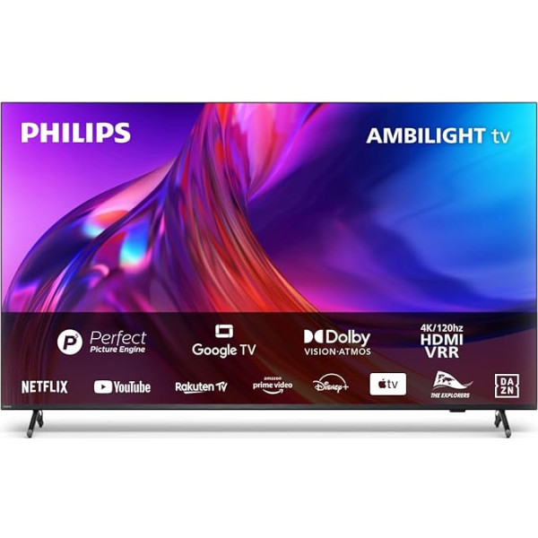 Philips Ambilight TV, 75PUS8808/12, 75 collu 4K UHD LED televizors, 120 Hz, HDR, Dolby Vision, Google TV, VRR, WiFi, Bluetooth, DTS:X, balss vadība