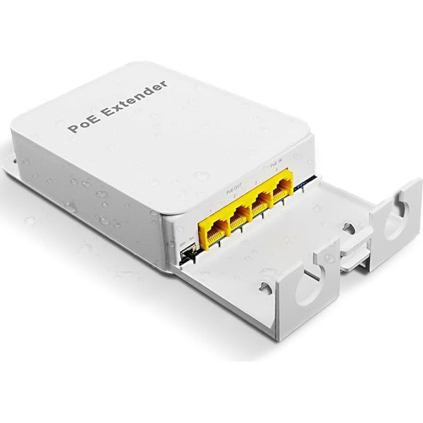 MEIRIYYFA Gigabit PoE Extender āra 4 porti PoE Switch IEEE 802.3 af/at PoE Repeater, 1000Mbps 1 PoE in 3 PoE Out Ūdensizturīgs 30W 100m strāvas un datu padeve PoE inžektoriem un drošības kamerām