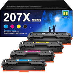 RUDGUZ 207X toneris, kas saderīgs ar HP 207X 207A W2210X W2211X W2212X W2213X priekš HP Color Laserjet Pro MFP M283fdw M255dw M282nw M283fdn M255nw (melns, ciāns, dzeltens, purpursarkans, 4 gabali)