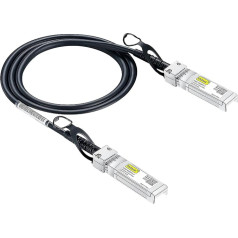 10Gtek Ubiquiti UniFi SFP+ līdz SFP+ kabelis, 1 metrs, 10GBASE-CU SFP+ Direct Attach Copper (DAC) Twinax kabelis, pasīvs