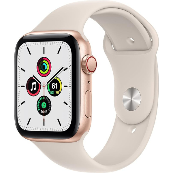 2020 Apple Watch SE (GPS + Cellular, 44 mm) - Alumīnija siksniņa zelta krāsā ar sporta plecu Polarstern (Bendra)