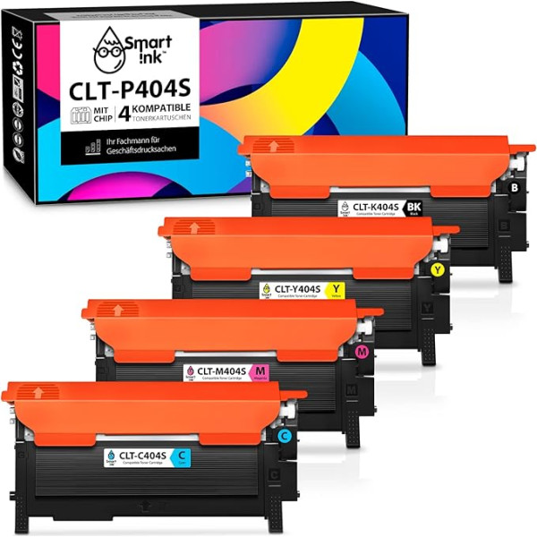 Smart Ink saderīga tonera kasetne Samsung CLT-404 CLT-P404C CLT-K404S CLT-K404S CLT-C404S 4 toneru komplekts (BK/C/M/Y), kas saderīgs ar Samsung Xpress SL C480W C480FW C430W C430W C430 C480 C480 C480FN C483W