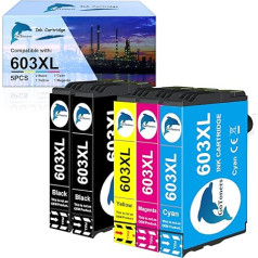 GoToners 603 XL kasetnes saderīgas ar Epson 603 603XL kasetnēm Expression Home XP-3150 XP-3155 XP-4150 XP-4155 XP-2150 XP-2155, Workforce WF-2810 WF-2830 WF-2830 WF-2835 WF-2850 (5 gab.)