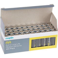 Maplin 40 x AA LR6 1,5 V sārma baterijas 7 gadu derīguma termiņš Augstas veiktspējas