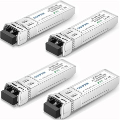 QSFPTEK 4 Pack 10GBASE-SR SFP+ Module 10G 850nm 300M DDM LC Port Multimode SFP+ Transceiver Compatible with Cisco SFP-10G-SR, Ubiquiti UF-MM-10G, Netgear, Mikrotik, D-Link, Supermicro, Linksys