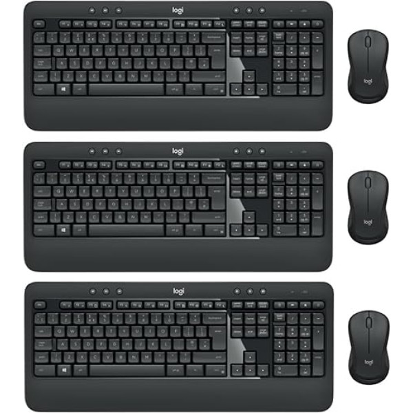 Logitech MK540 bezvadu tastatūras un peles komplekts (ilgs akumulatora darbības laiks, QWERTZ vācu izkārtojums), melns (3 komplekti | MK540)