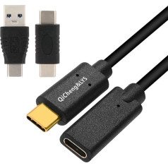 Удлинительный кабель QiCheng&LYS USB-C 3.1 с мужского по женский, устройства Gen 2 (10 Гбит/с); Passport Video, Data, Audio via Male to Female USB C Cable Dock Connector Extender (2 Pieces + 1.5 m)