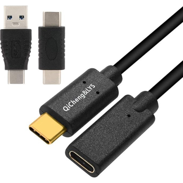 QiCheng&LYS USB-C 3.1 no vīrieša līdz sievietei, 2. paaudzes (10 Gbps) ierīču pagarinātājs; Passport video, datu, audio caur vīriešu un sieviešu USB C kabeļa doka savienotāja pagarinātājs (2 gab. + 1,5 m)