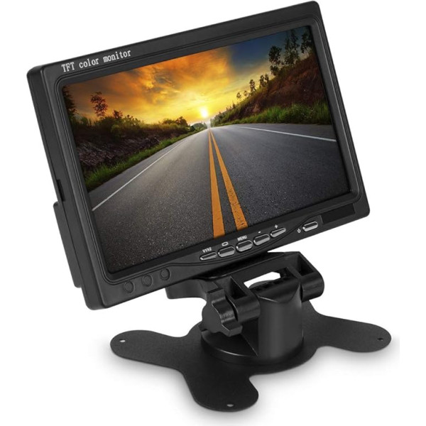 17.8 cm 7 Inch TFT LCD Digital Video Monitor Stand Suction Cup for Car Car Reversing Camera Reversing System with Two Video Inputs 12 V Black