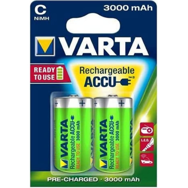 Varta Baby C uzlādējams enerģijas akumulators 2200mAh NI-MH 2er Pack, 56614101402, grün, CR2032