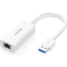 LENTION Gigabit Ethernet tīkla adapteris no USB 3.0 uz RJ45 LAN vadu centrmezglu 1000 Mbps Ethernet, saderīgs ar komutatoru, Chromebook, Surface, Mac OS, Win OS, Linux, MacBook Air/Pro un citiem (balts)