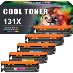 Cool Toner saderīga tonera kasetne, kas paredzēta HP 131A 131X CF210X CF210A CF210A CF211A CF212A CF213A Laserjet Pro 200 Color MFP M276nw M276n M251n M251nw 125A 128A (melns zils dzeltens, dzeltens, purpursarkans, 5 gab.)