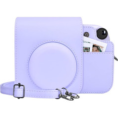 MUZIRI KINOKOO Camera Case Bag for Fuji/Polaroid Instax Mini 12 Instant Camera - PU Leather Protective Case with Adjustable Shoulder Strap, purple, Polaroid Mini 12 Camera Case