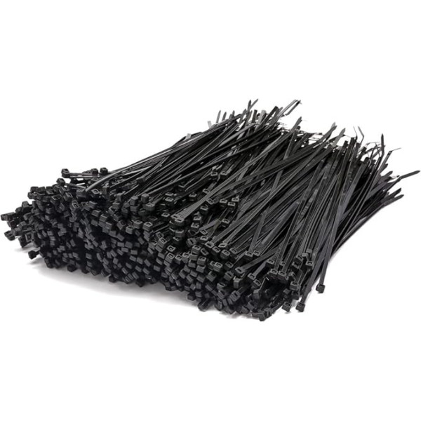 Cableties.co.uk Daudzfunkcionālas kabeļu saites Heavy Duty Black 200mmx4.8mm Bulk Pack 1000 Premium neilona kabeļu saites iekštelpām ārā Dārzkopība Birojs un DIY