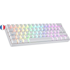 Ranked N60 Nova mehāniskā 60 procentu tastatūra, Hotswap spēļu tastatūra, 62 programmējami taustiņi ar RGB apgaismojumu, PC/Mac Gamer, AZERTY franču (balta, Gateron Pro Yellow)