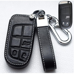 ontto PU ādas auto atslēgu futrālis piemērots Chrysler 300C Jeep Renegade Compass Grand Cherokee Dodge Fiat 500X tālvadības pults vāka atslēgu pults aizsargājošais vāks Key Box Black B