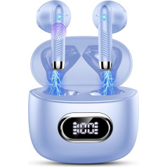 Bluetooth Kopfhörer, Kopfhörer Kabellos Bluetooth 5.3 In Ear Kopfhörer mit 4 HD Mic, 2024 Kabellose Kopfhörer 42Std ENC Noise Cancelling Earbuds Tiefer Bass, IP7 Wasserdicht Ohrhörer LED-Anzeige, Lila