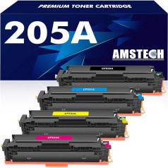 Amstech 205A Toneris, saderīgs ar CF530A CF531A CF532A CF533A Color Laserjet Pro MFP M181fw M180n M180n M180nw M154nw M154a M181 M180 M154 (melns, zils, dzeltens, dzeltens, purpursarkans, 4 gab.)