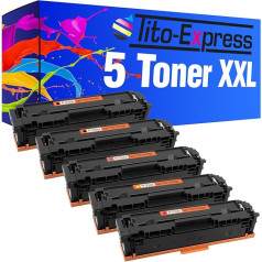 Tito-Express 5 tonera kasetnes priekš HP CF540A-CF543A Color Laserjet Pro M 254 DNW MFP M 281 FW 281 FDW