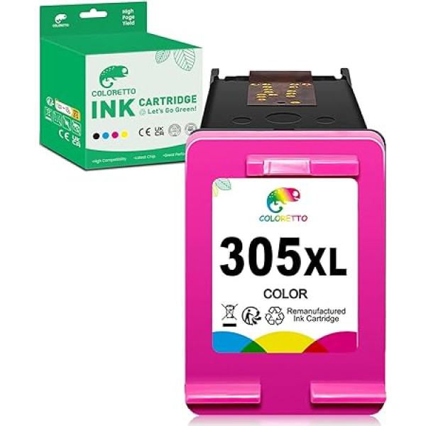 COLORETTO 305 XL (1 spalvos) atkuriamoji rašalo kasetė, skirta HP 305XL rašalo kasetei, pakeičiančiai 