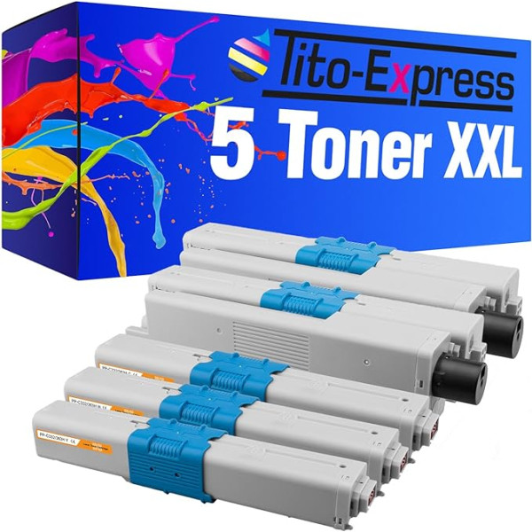 Tito-Express PlatinumSerie 5 Toneris XXL priekš Oki C332 DN C363 N MC363 DNW MC363 DNW MC363 DN C332DN C363N MC363DNW MC363DN C-332DN C-363N MC-363DNW MC-363DN C 332DN C 363N MC 363DNW MC 363 DN