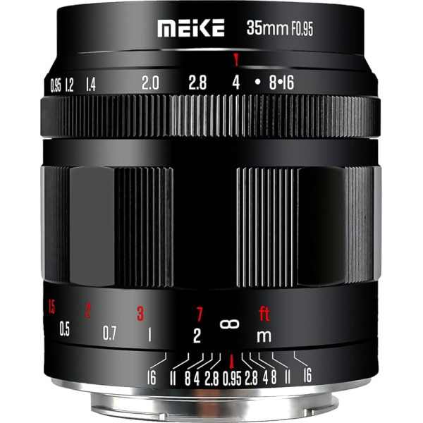 Meike 35mm f0.95 Liela diafragma ar manuālu fokusēšanu, saderīga ar Canon EF-M bezspoguļa kamerām EOS M M2 M3 M5 M6 M10 M10 M50 M100 M6II M200 utt.