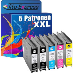 Tito-Express PlatinumSerie 5X Cartridges XXL Compatible with Epson T7551-T7554 | Suitable for Epson Workforce Pro 6530 MFP 8010 8090 8510 8590 DW D3TWC DTW DTWC DWF DTWF DTWFC TC