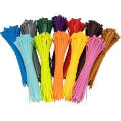 Armpow 1400 Pieces 3.6 x 300mm Coloured Cable Ties Multipurpose Self Locking Nylon Cable Ties 14 Colors Plastic Wire Ties Assortment for Home, Office, Garden, Garage and Workshop