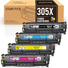 STAROVER Wiederaufbereitet Toner für HP 305X CE410X 305A CE411A für HP Laserjet Pro Color MFP M475dw M475dw M475dn M451nw M451dn M451dw, Laserjet Pro 300 Color MFP M375nw M351a (Schwarz Cyan Gelb Magenta)