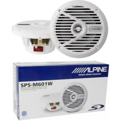 NSC 2 Alpine SPS-M601W skaļruņi 16,5 cm 165 mm 6,5 collu baltas krāsas jūras ceļa koaksiālais skaļrunis Ūdensizturīgs 35 W RMS 110 Max 4 Ohm baseinam, laivai, jūrai par pāri