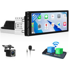 OiLiehu 2G+64G Carplay Android Auto Android 13 Radio 1din 6.86 Zoll Autoradio Mit Bildschirm Unterstützung Mirror Link/Equalizer/Bluetooth/Lenkradsteuerung/FM RDS/WiFi/GPS/Rückfahrkamera