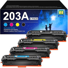 RUDGUZ 203A toneris, suderinamas su HP 203A 203X CF540X CF540A, skirtas HP M281fdw Toneris, skirtas HP Color Laserjet Pro M254dw M254nw M281fdn M280nw M281cdw M254dn (juodas, žydras, geltonas, purpurinis, 4 vnt.)