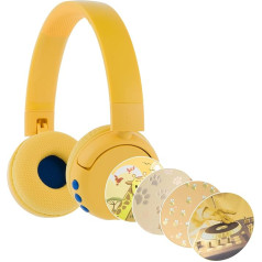 ONANOFF BuddyPhones Pop Fun Bluetooth austiņas bērniem ar skaļuma ierobežojumu, SafeAudio 85/94 dB klausīšanās režīms, 24 stundu akumulatora darbības laiks, bezvadu salokāmas austiņas bērniem ar austiņām uz ausīm