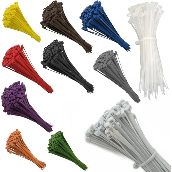 100 Pack Cable Ties Wire Zip Ties Cord Strong Nylon Plastic Durable 300mm Mixed