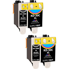 Supply Guy 4 Printeru kasetnes saderīgas ar Kodak 30 30xl Multipack High Yield priekš ESP 1.2 ESP 3.2 ESP C 110 ESP C 110 Series ESP C 115 ESP C 310 ESP C 310 Series ESP C 315 ESP C 330 ESP C 360