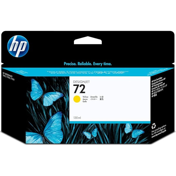 HP oriģinālā 72 dzeltenā tintes kasetne (130 ml)