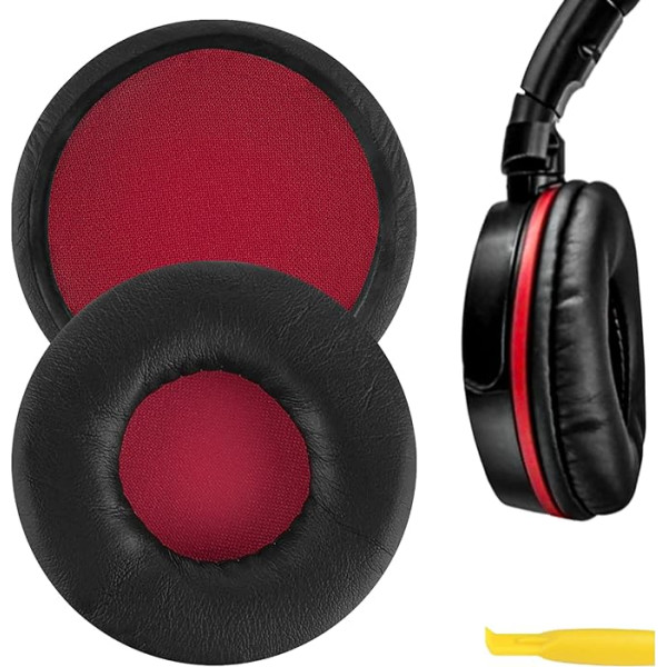 Geekria QuickFit Ersatz-Ohrpolster aus Protein-Leder für Sony MDR-ZX600 Kopfhörer Ohrpolster, Reparaturteile (schwarz/rot)