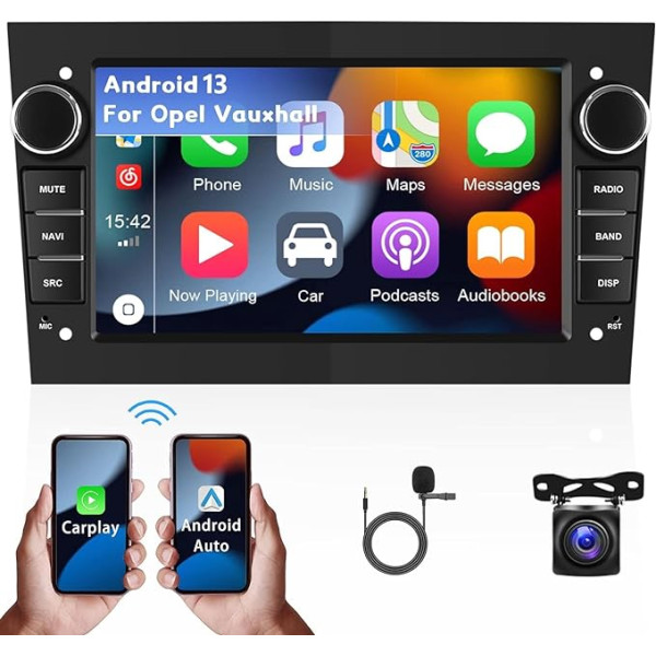 1+32G Android 13 Auto radio ar bezvadu Carplay Android automašīnai Opel Corsa Astra Vectra Zafira Meriva Vivaro 2 DIN ar 7 collu ekrānu ar navigāciju Bluetooth WiFi FM/RDS+ AHD Reversing